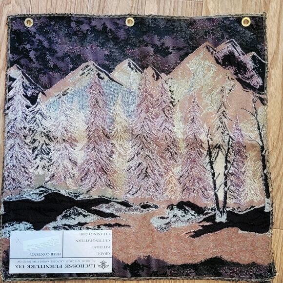 VTG 27x27 Tapestry Fabric Sample LaCrosse Furniture Co Country Landscape Scene - Picture 7 of 7